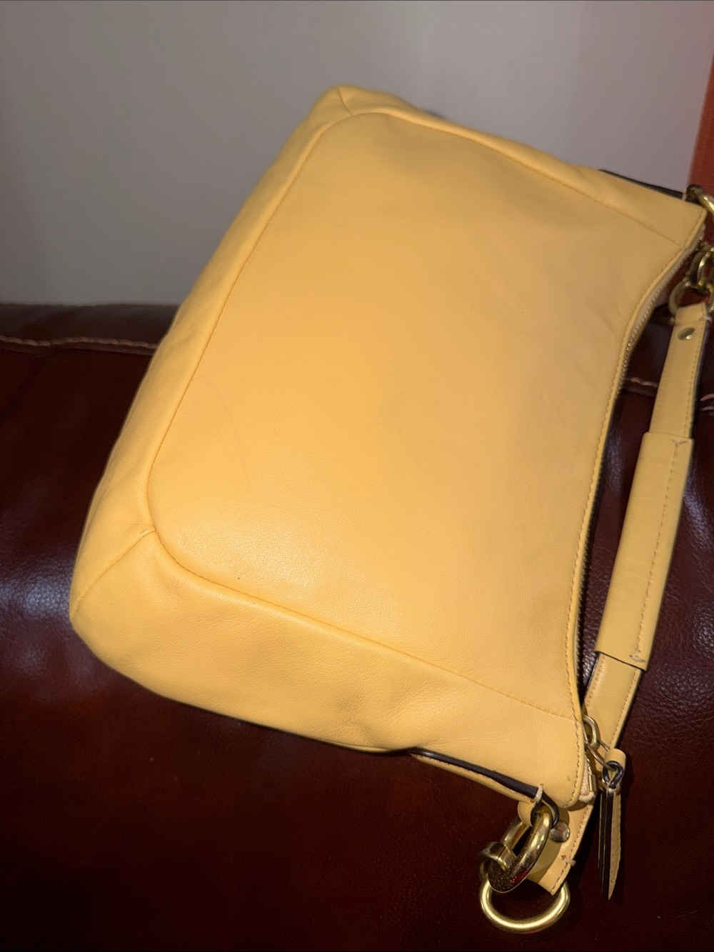 ‼️Coach Kristin Buttercup Yellow Leather Shoulder Bag Crossbody Bag - Picture 6 of 14